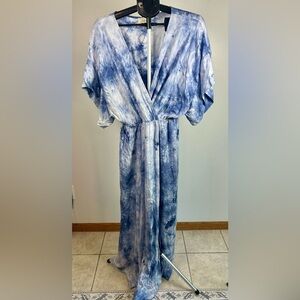 If By Sea Blue Tie-Dye Maxi Dress Boho Beach Size Large